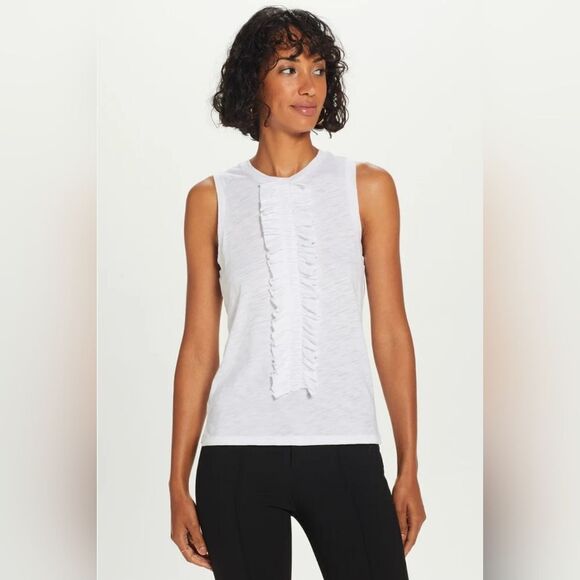 Goldie Lewinter Tuxedo Sleeveless White Tee, Nwot, Size Large - Picture 1 of 5